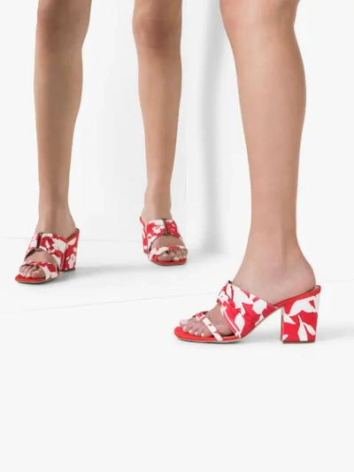 Shop Rosie Assoulin 70mm Floral-print Pleated Mules In Red
