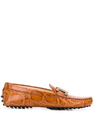 Shop Tod's Kate Gommino Loafers In Brown
