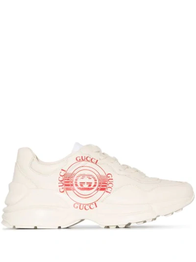 Shop Gucci Rhyton Disk Logo-print Sneakers In White