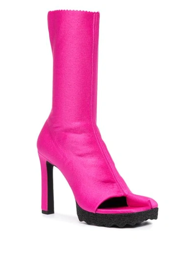 Shop Off-white Sponge Open-toe High-heel Boots In Pink