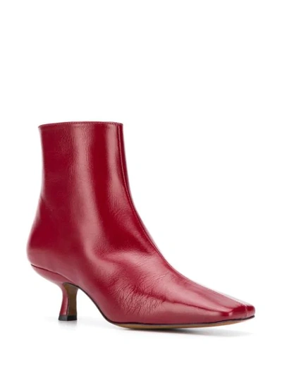 Shop By Far Leather 60mm Ankle Boots In Red