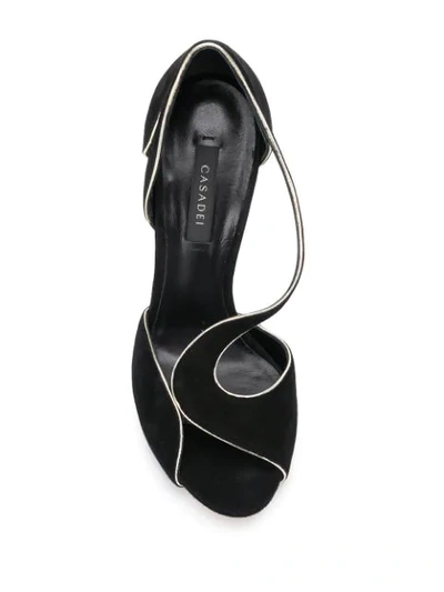 Shop Casadei Sculpted Strap Sandals In Black