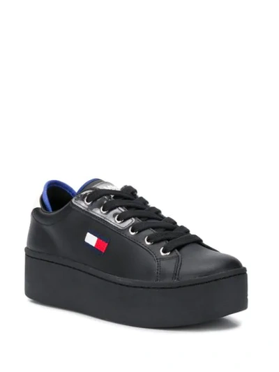 Shop Tommy Jeans Flatform Detail Sneakers In Black