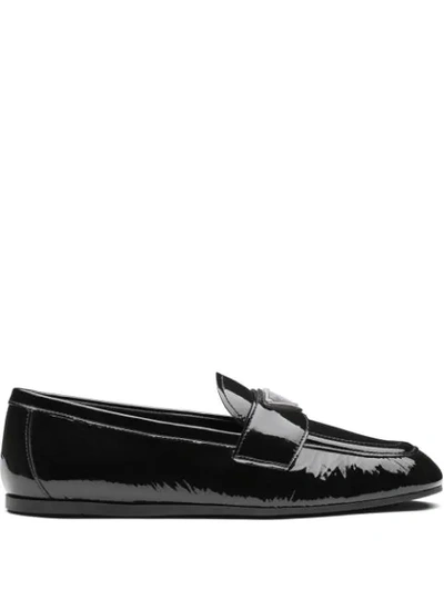 Shop Prada Naplak Leather Loafers In Black