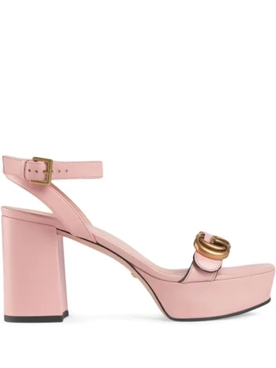 Shop Gucci Double G Platform Sandals In Pink