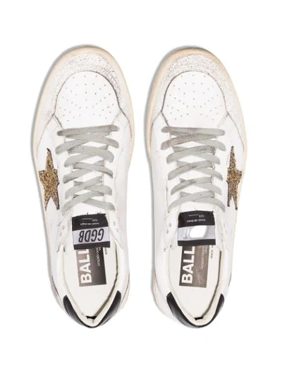 Shop Golden Goose Ball Star Glitter Sneakers In White