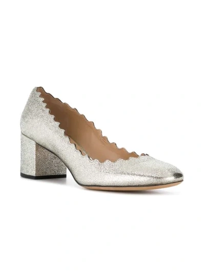 Shop Chloé Lauren Block Heel Pumps In Metallic