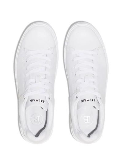 Shop Balmain B-court Leather Sneakers In White