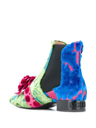 Shop Moschino Bow Ankle Boots In Blue