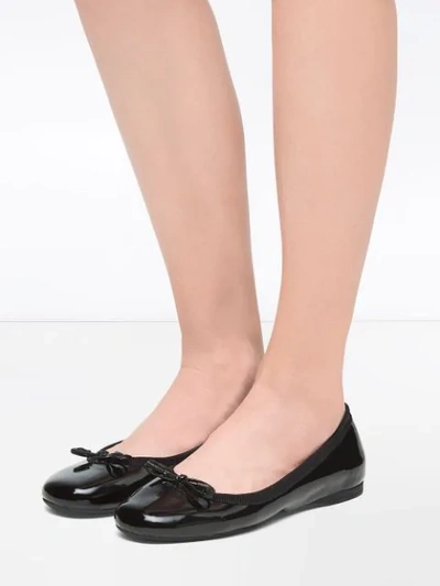 Shop Prada Bow Ballerina Shoes In Black