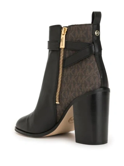 Shop Michael Michael Kors Aldridge Monogram-print Boots In Black