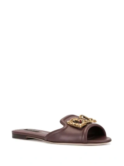 Shop Dolce & Gabbana Dg Amore Slide Sandals In Red
