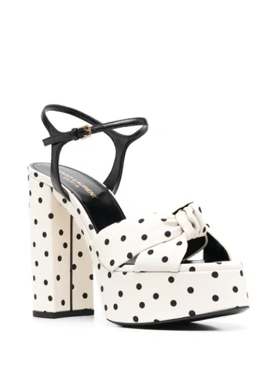 Shop Saint Laurent Bianca Polka Dot Sandals In Neutrals