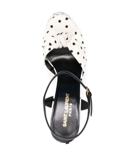 Shop Saint Laurent Bianca Polka Dot Sandals In Neutrals