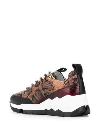 Shop Pierre Hardy Snake-print Low-top Sneakers In Brown