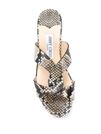 Shop Jimmy Choo Atia 75mm Snake-effect Wedge Sandals In Brown