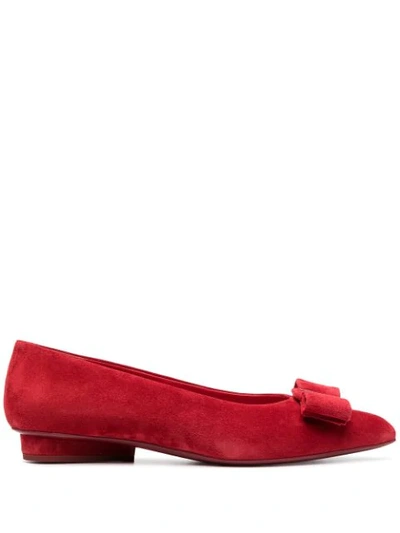 Ferragamo Viva Bow-detail Ballerina Shoes In Red