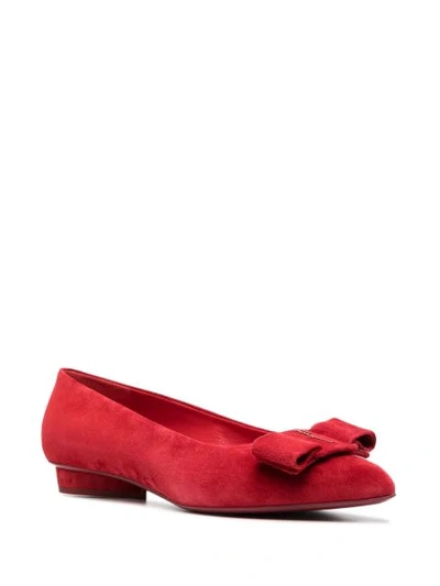 Ferragamo Viva Bow-detail Ballerina Shoes In Red
