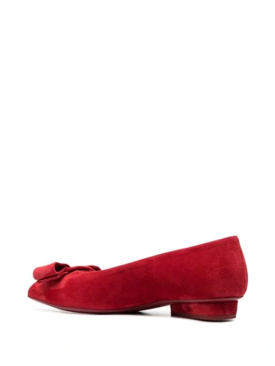 Ferragamo Viva Bow-detail Ballerina Shoes In Red