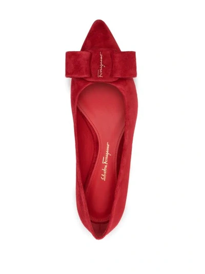 Ferragamo Viva Bow-detail Ballerina Shoes In Red