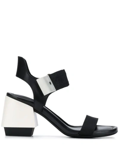 Shop Premiata Block Heel Touch-strap Sandals In Black