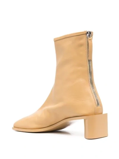Shop Acne Studios Branded Leather Ankle Boots In Yellow