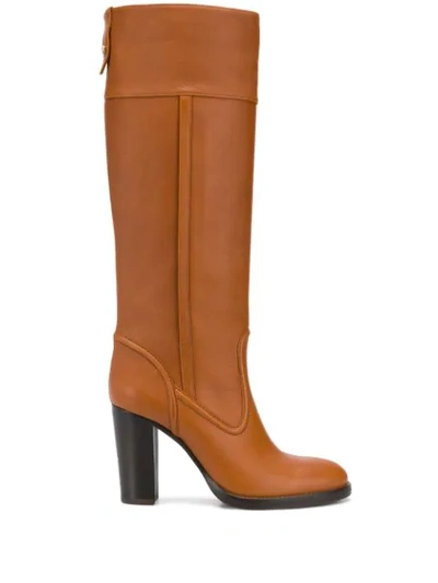 Shop Chloé Mid-heel Knee-high Boots In Brown