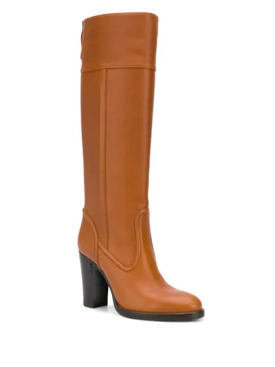 Shop Chloé Mid-heel Knee-high Boots In Brown