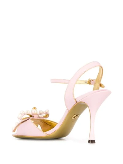 Shop Dolce & Gabbana Pearl-embellished High Heel Sandals In Pink