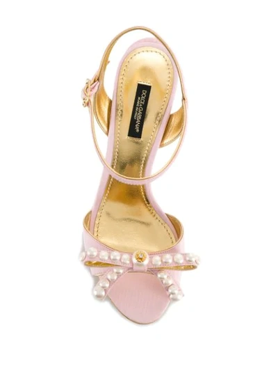 Shop Dolce & Gabbana Pearl-embellished High Heel Sandals In Pink