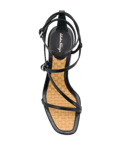 Shop Ferragamo Sculpted-heel Strappy Sandals In Black