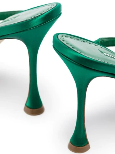 Shop Manolo Blahnik Nudosa 105mm Crystal-embellished Mules In Green