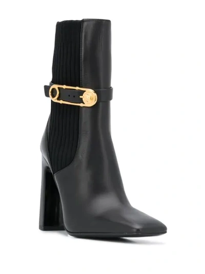 Shop Versace Square Toe High-heeled Boots In Black