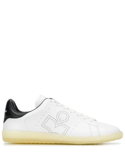 Shop Isabel Marant Leather Perforated-logo Sneakers In White
