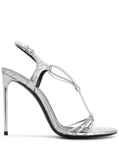 Shop Saint Laurent Robin 105mm Sandals In Silver