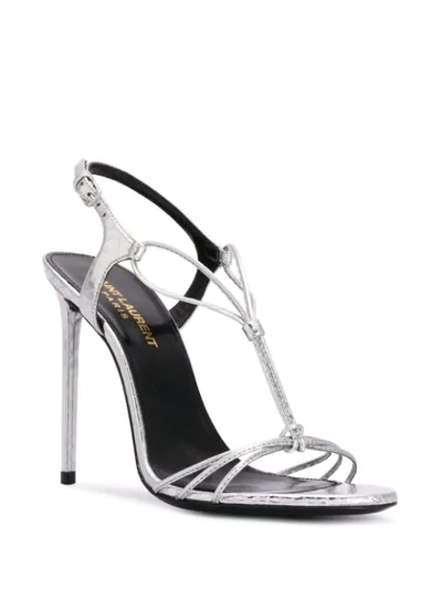 Shop Saint Laurent Robin 105mm Sandals In Silver