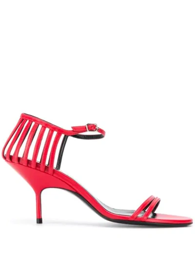 Shop Pierre Hardy Leather Cage Stiletto Sandals In Red