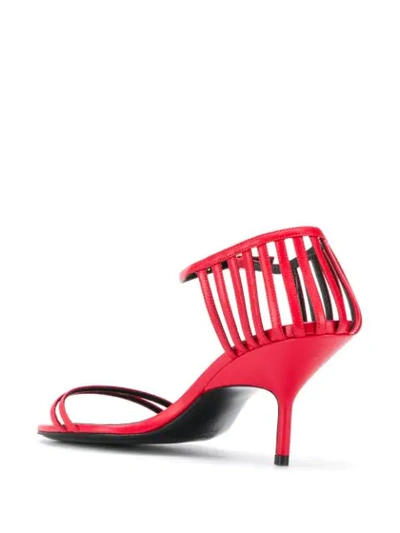 Shop Pierre Hardy Leather Cage Stiletto Sandals In Red