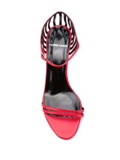 Shop Pierre Hardy Leather Cage Stiletto Sandals In Red