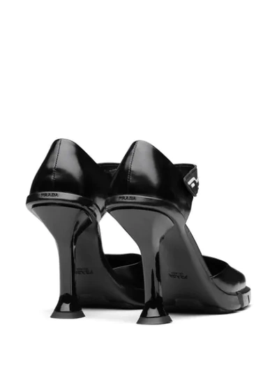 Shop Prada Almond Toe Strappy Pumps In Black