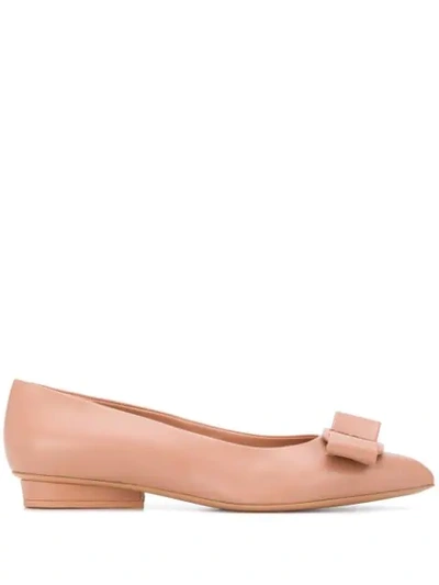 Shop Ferragamo Viva Flat Ballerina Shoes In Neutrals