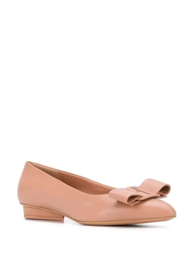 Shop Ferragamo Viva Flat Ballerina Shoes In Neutrals