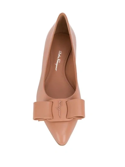 Shop Ferragamo Viva Flat Ballerina Shoes In Neutrals