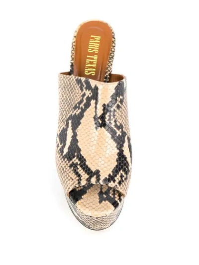 Shop Paris Texas Snakeskin-effect Platform Mules In Neutrals