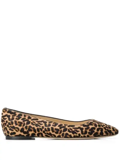 Shop Jimmy Choo Mirele Leopard Print Ballerina Shoes In Brown