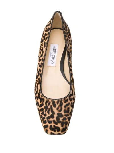 Shop Jimmy Choo Mirele Leopard Print Ballerina Shoes In Brown