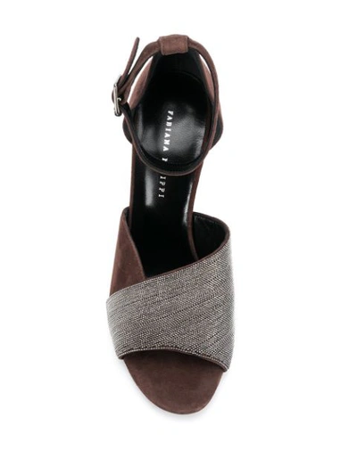 Shop Fabiana Filippi Monili-embellished Sandals In Brown