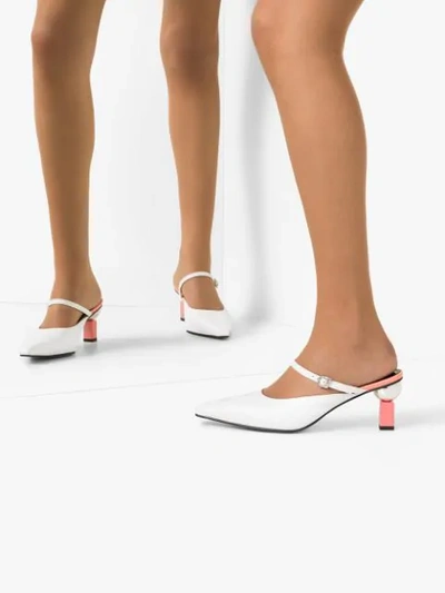 Shop Yuul Yie Peyton 70mm Contrasting Heel Mules In White