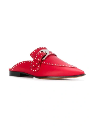 Givenchy Elegant Studded Leather Backless Loafers In Red