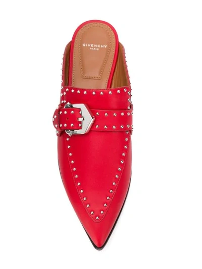 Givenchy Elegant Studded Leather Backless Loafers In Red